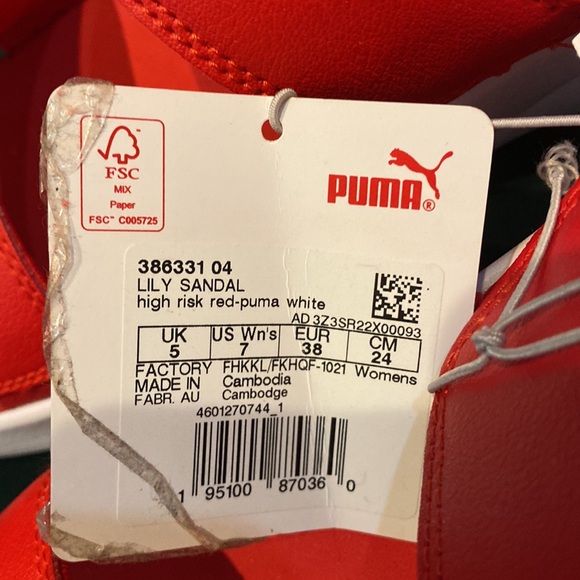 Puma Red Sandals Ladies Size 7 New With Tags - Picture 3 of 3